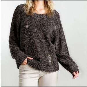Umgee Destroyed Oversized Pullover Sweater Size 1X